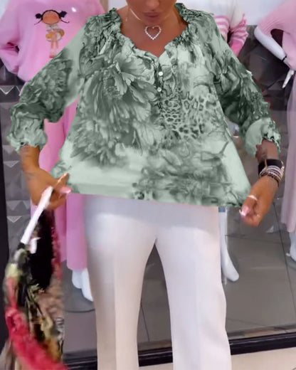 Elsie | Blouse Florale à Col V