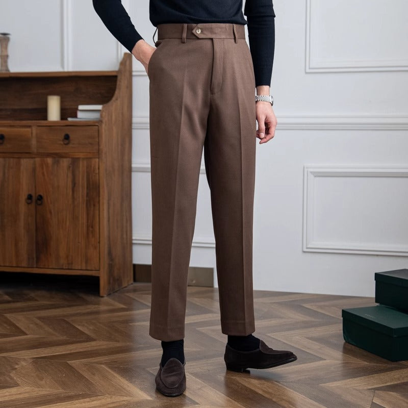 Pantalon droit en feutre de laine Bristol