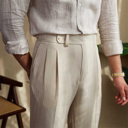 Monterosso Seersucker Pleated Trousers
