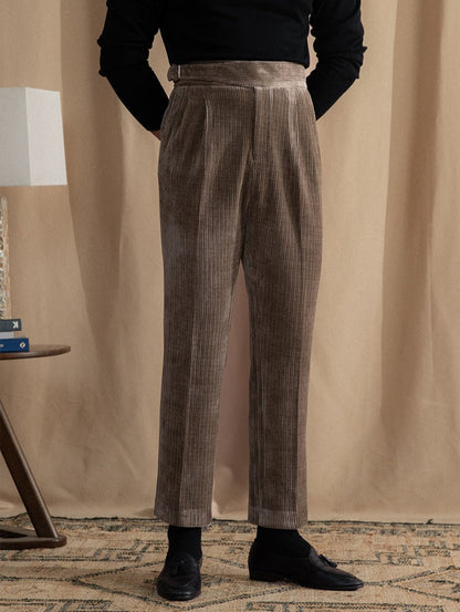 Catania Chenille Ribbed Double Pleated Gurkha Trousers