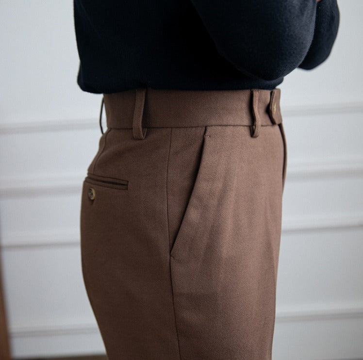 Pantalon droit en feutre de laine Bristol
