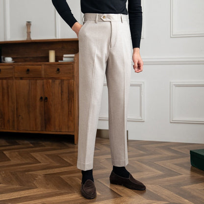Pantalon droit en feutre de laine Bristol