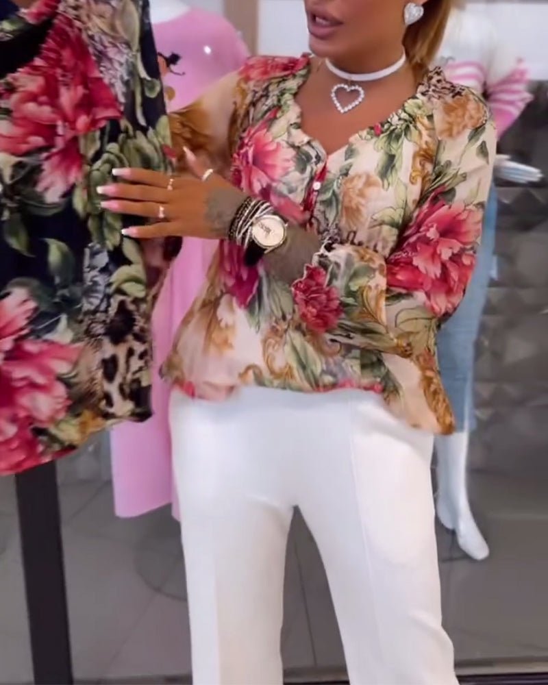 Elsie | Blouse Florale à Col V
