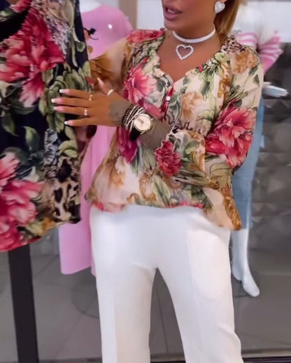 Elsie | Blouse Florale à Col V