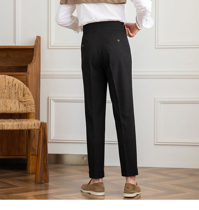 Pantalon droit à plis doubles en seersucker Moneglia