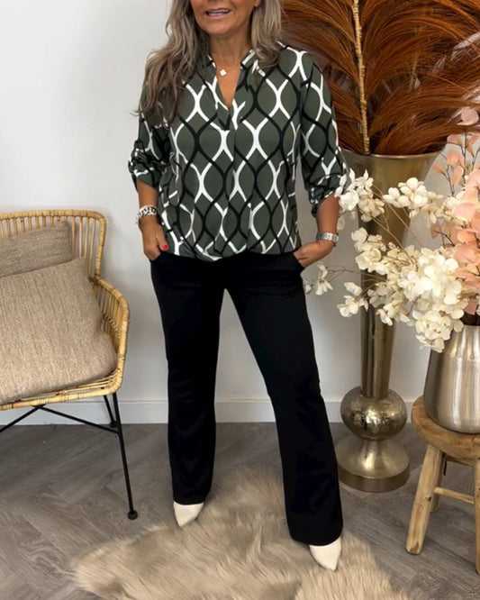 Renee | Blouse Géométrique Élégante