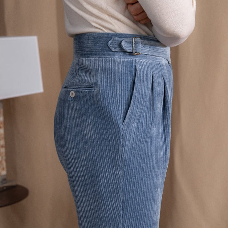 Pantalon Gurkha à plis doubles en chenille côtelée Catania