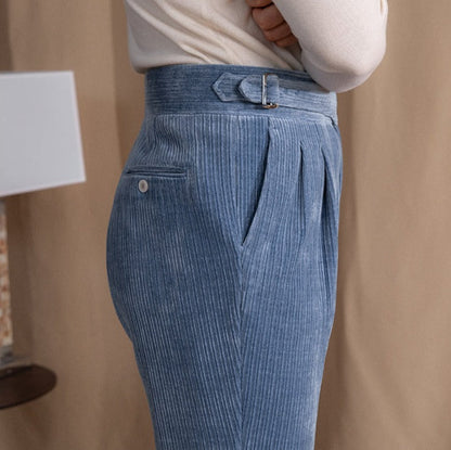 Pantalon Gurkha à plis doubles en chenille côtelée Catania