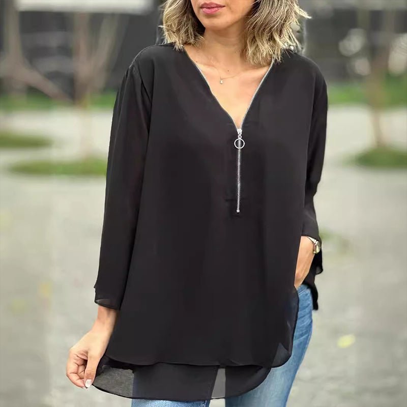 Lorelai | Blouse en Chiffon avec Fermeture Éclair