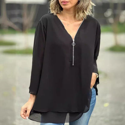 Lorelai | Blouse en Chiffon avec Fermeture Éclair