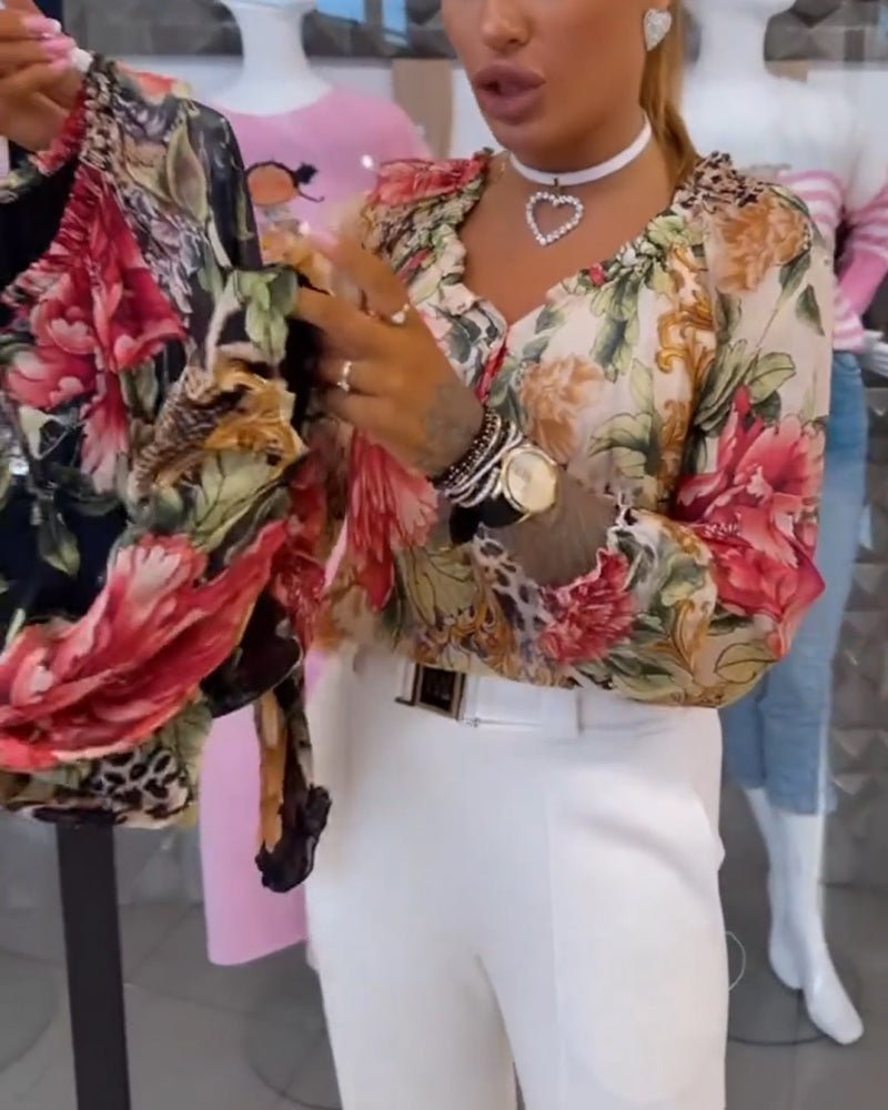 Elsie | Blouse Florale à Col V