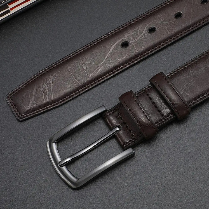 Ceinture en cuir de vachette gunmetal Ashford