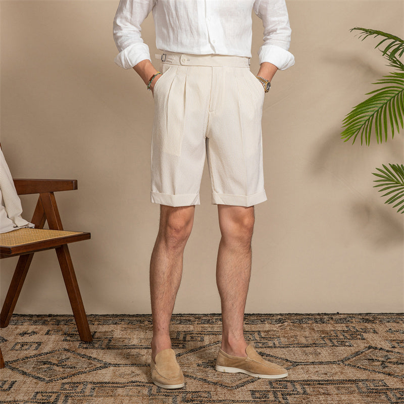 Bermudas en Seersucker à Rayures Corniglia