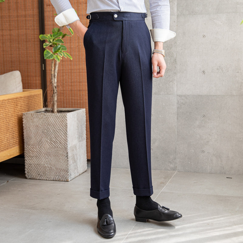 Pantalon Plissé Élastique Coupe Droite Dolce