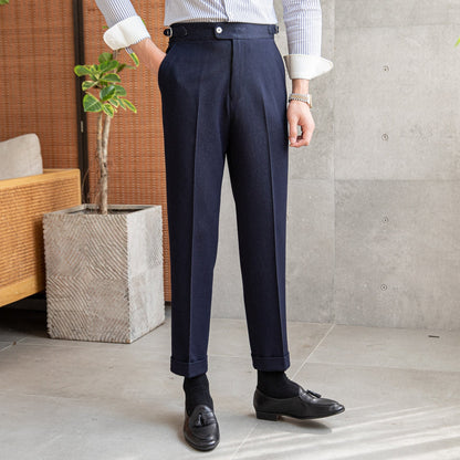 Pantalon Plissé Élastique Coupe Droite Dolce
