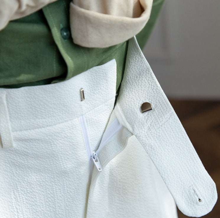 Pantalons Plissés Doubles Aérés en Seersucker Positano