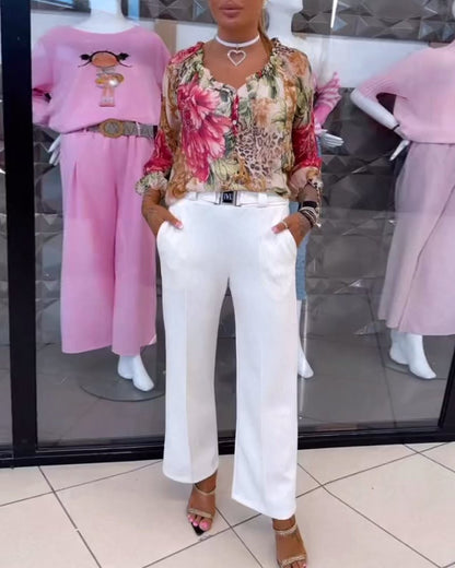 Elsie | Blouse Florale à Col V