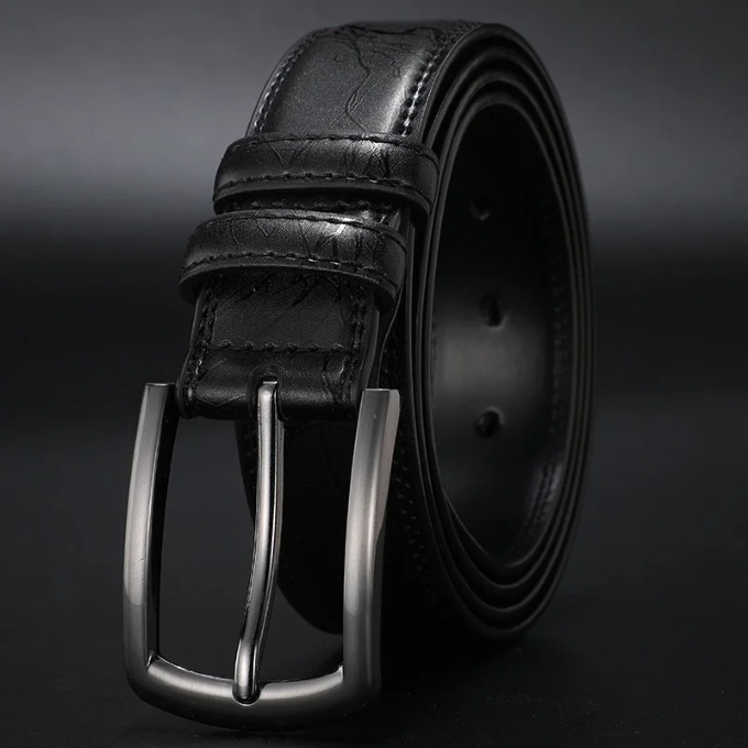 Ceinture en cuir de vachette gunmetal Ashford