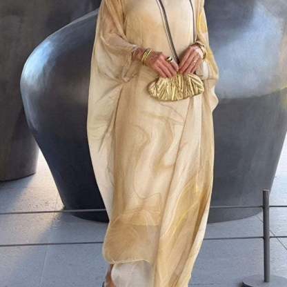 Kyra - Robe Maxi en Chiffon Imprimé Marbré