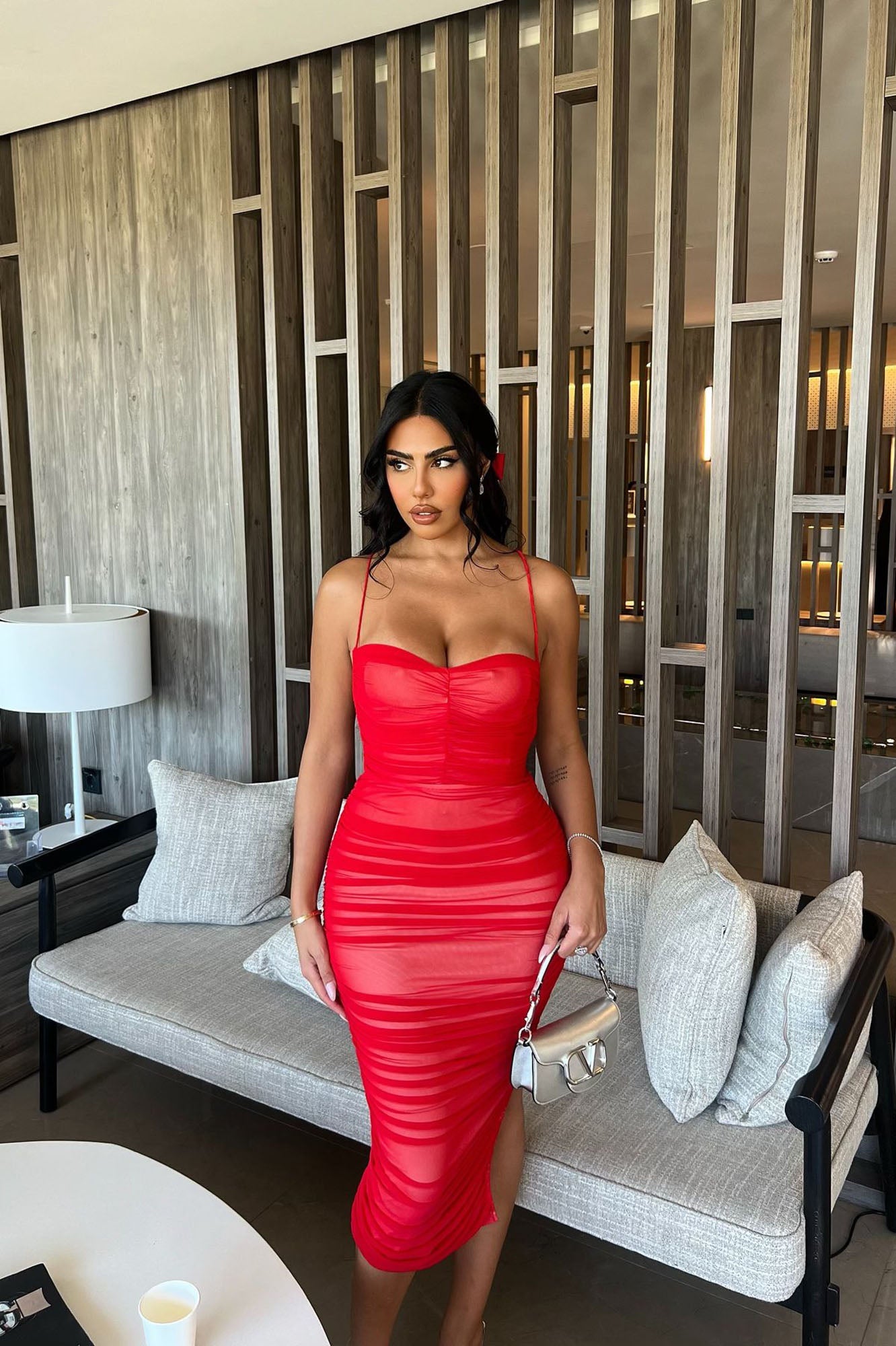Robe Midi Mesh Life After Love - Rouge