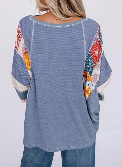 Lizzy | Blouse à Patches Rayée