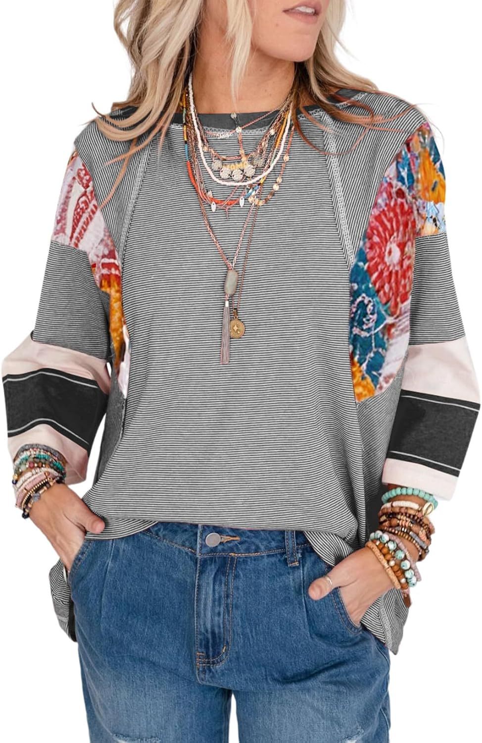 Lizzy | Blouse à Patches Rayée