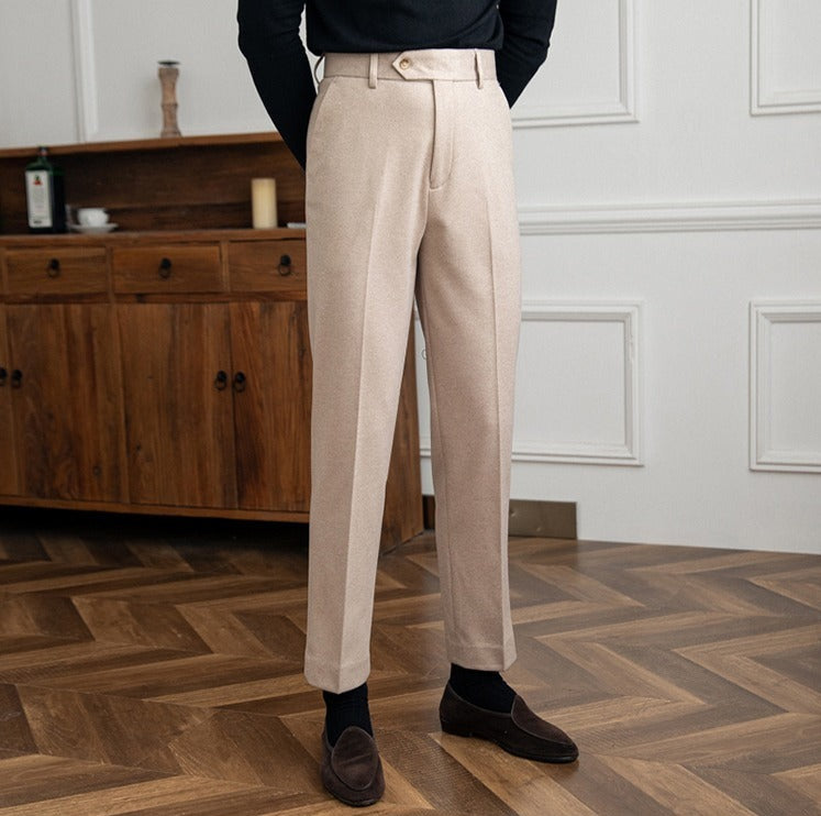 Pantalon droit en feutre de laine Bristol