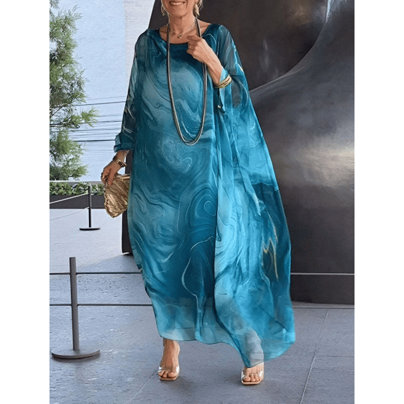 Kyra - Marble Print Chiffon Maxi Dress