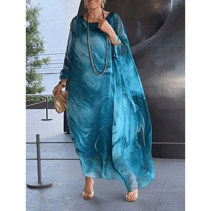 Kyra - Marble Print Chiffon Maxi Dress