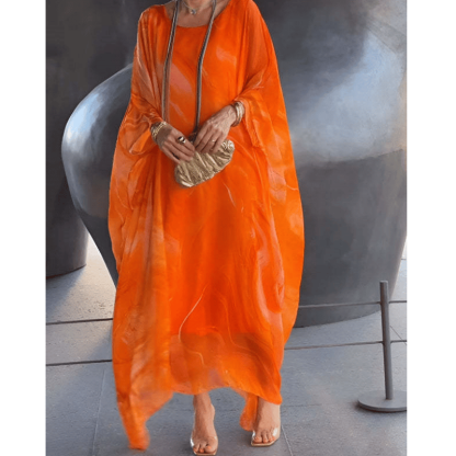 Kyra - Robe Maxi en Chiffon Imprimé Marbré