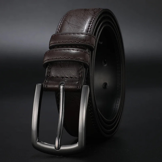 Ceinture en cuir de vachette gunmetal Ashford