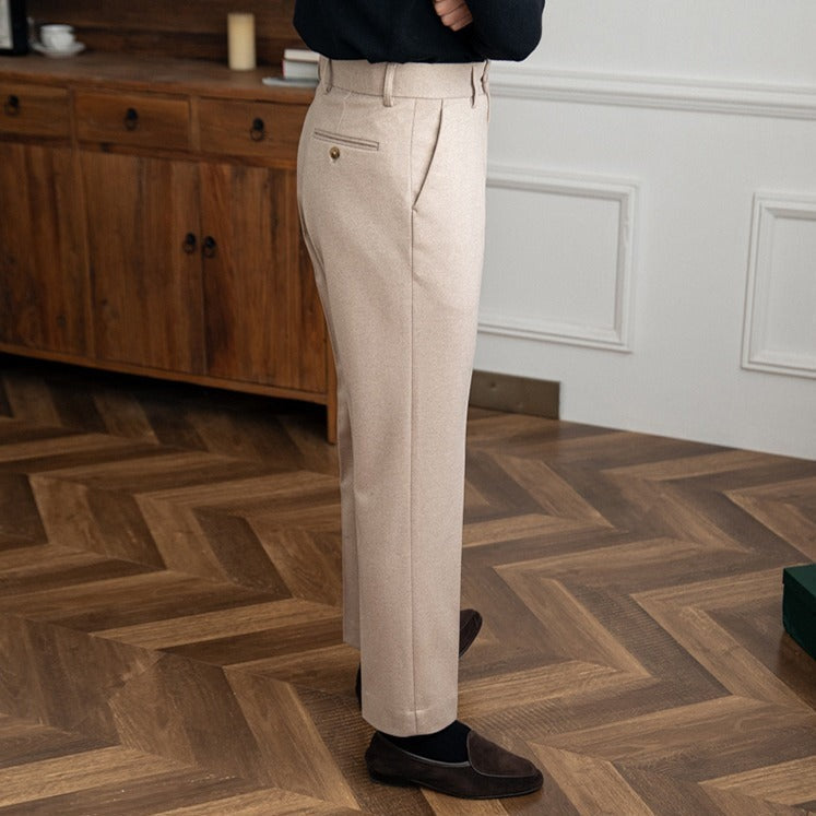 Pantalon droit en feutre de laine Bristol
