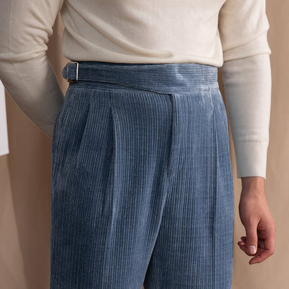 Pantalon Gurkha à plis doubles en chenille côtelée Catania