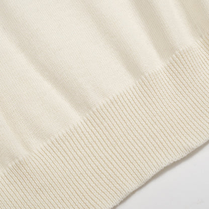 Pull tricoté brodé pour hommes des années 70 – Pull rétro crème avec détail de col floral