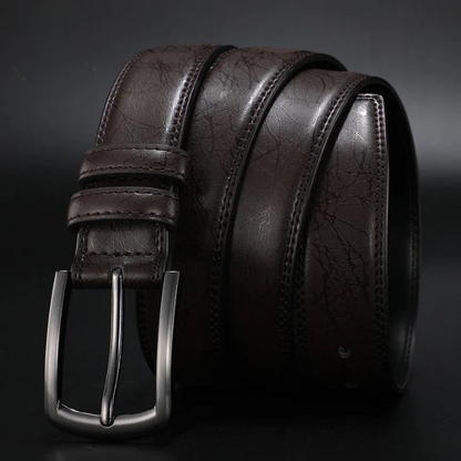 Ceinture en cuir de vachette gunmetal Ashford