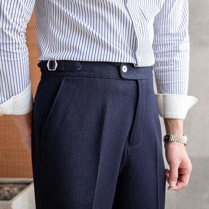 Pantalon Plissé Élastique Coupe Droite Dolce