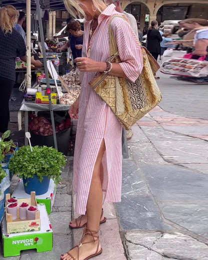 Clément™ | Robe Chemise Classique à Rayures