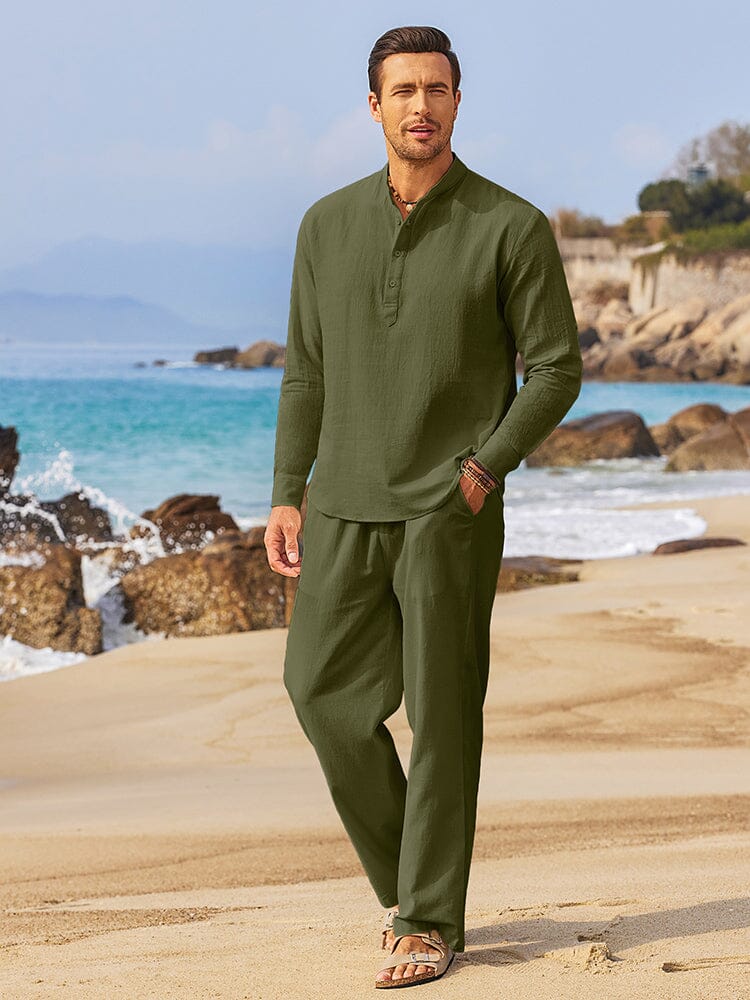 Ensemble de Chemises Henley 2 Pièces Décontractées (US Seulement)