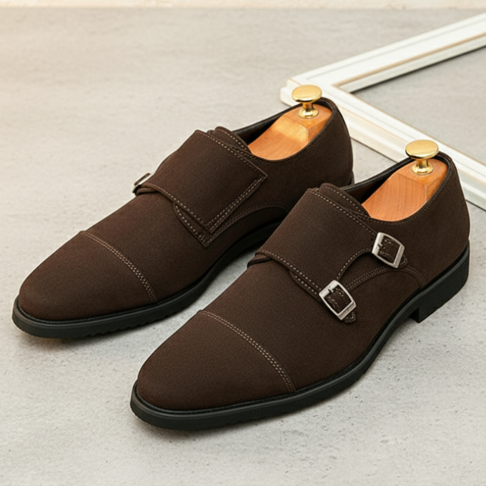 La Chaussure Monk Strap en Daim