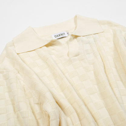 Polo V en texture rétro blanche pour hommes