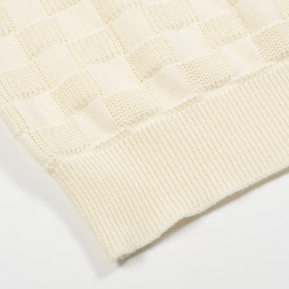 Polo V en texture rétro blanche pour hommes