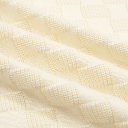 Polo V en texture rétro blanche pour hommes