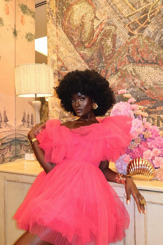 Robe Mini en Tulle Delaney - Rose