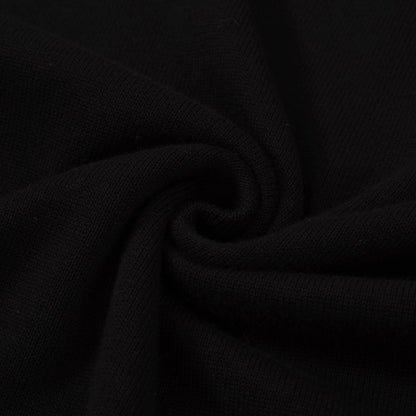 Pull en tricot rétro pour hommes – Noir vintage avec bordure rayée blanche