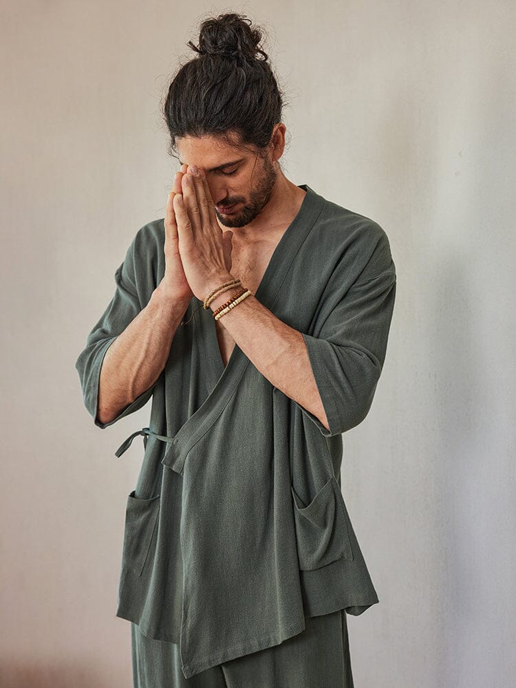 Ensemble de Chemise en Lin Mélangé Décontracté