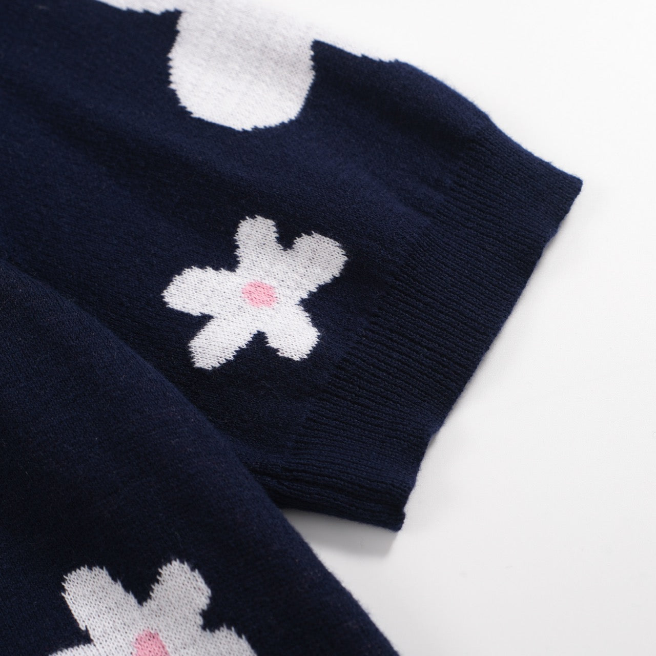 Polo en Tricot Daisy Marine des Années 70 pour Hommes – Col Rose Rétro