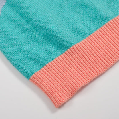 Chemise Tricotée Pastel pour Homme des Années 70 – Boutonnée en Colorblock Abstrait