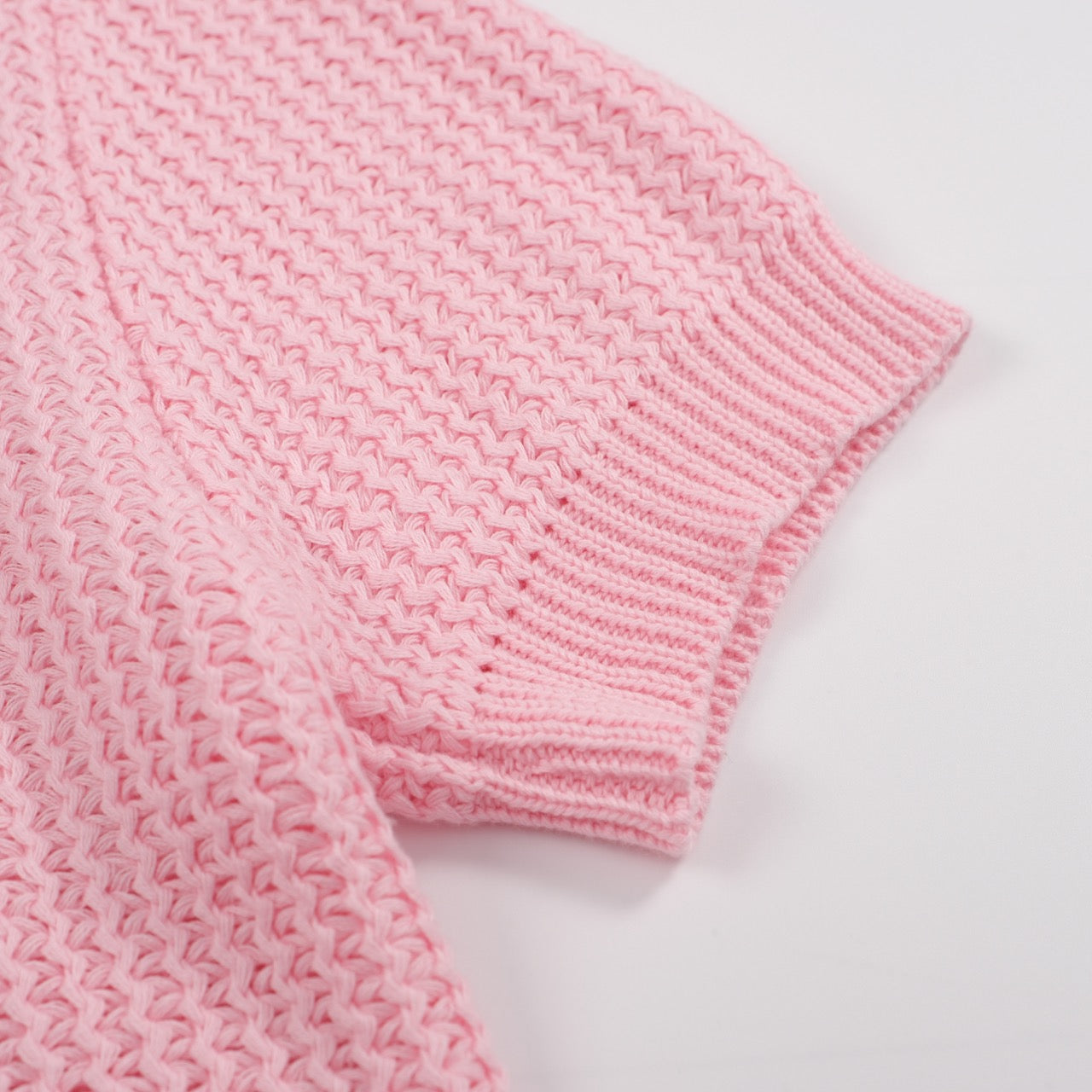 Polo en tricot gaufré rose pour homme des années 60 – Chemise rétro légère à col en V