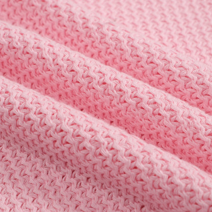 Polo en tricot gaufré rose pour homme des années 60 – Chemise rétro légère à col en V