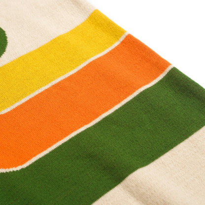 Polo Tricoté Rétro pour Hommes – Crème Vintage Boutonné avec Graphique Géométrique des Années 70